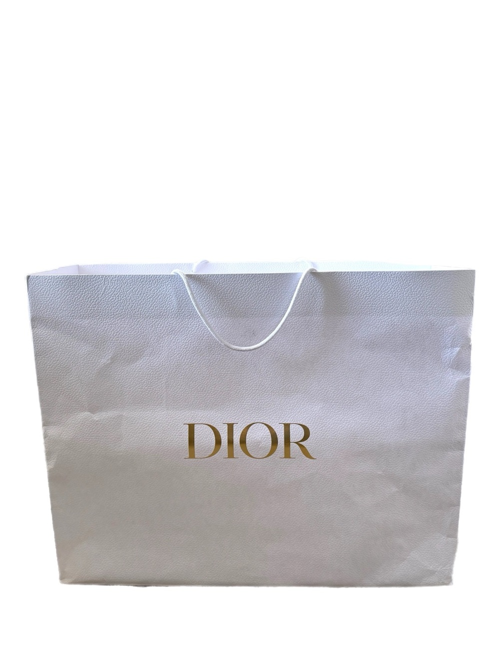 Dior Large White Tote Shopping Bag with Gold Logo, Handles